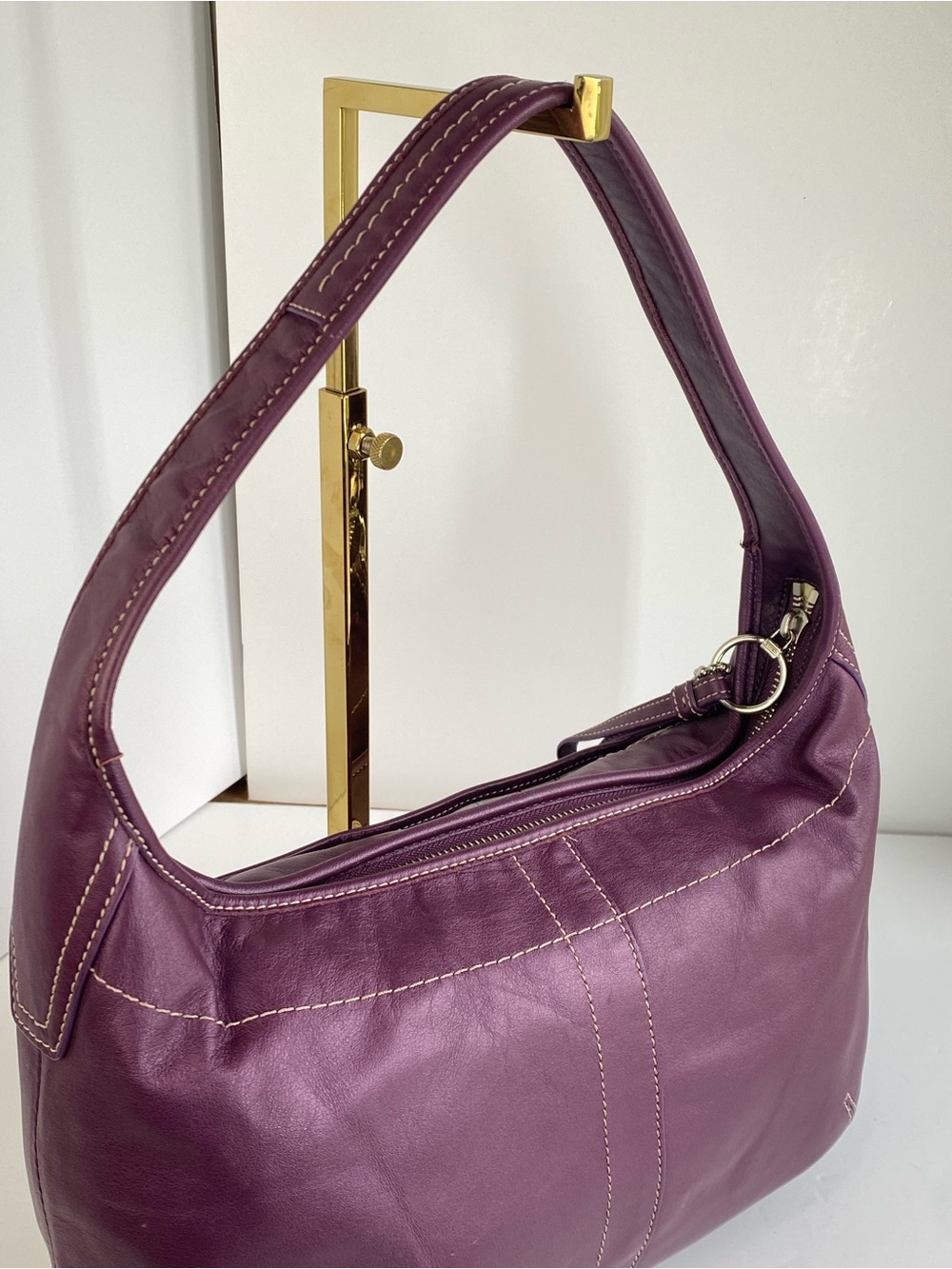 Coach RARE Y2k Tattersal Ergo Hobo Shoulder Bag All Leather - Picture 8 of 14